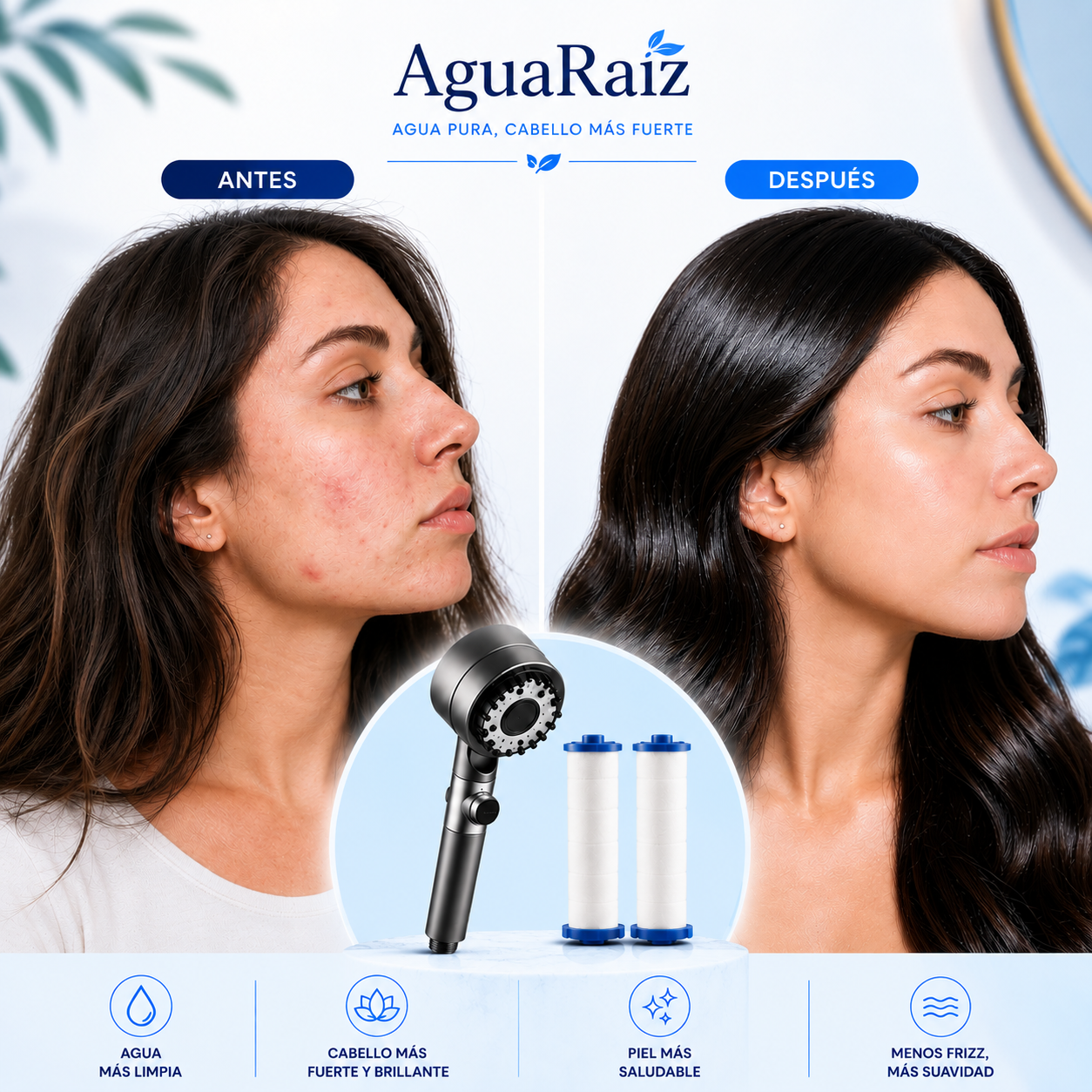 AguaRaíz Alcachofa de ducha de alta presión
